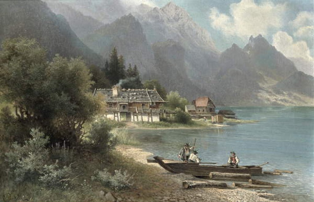 Detail of Landscape at Lake Kochelsee, Bavaria by Carl Prestel