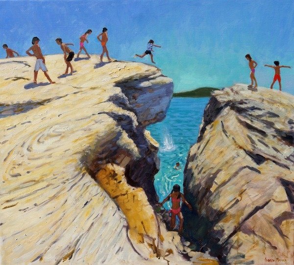 Detail of Jumping off the rocks, Plates, Skiathos, 2015 by Andrew Macara