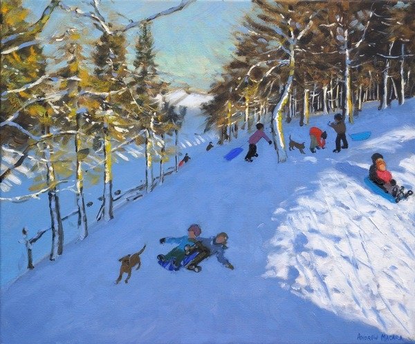 Detail of Family sledging, Youlgreave, Derbyshire, 2016 by Andrew Macara