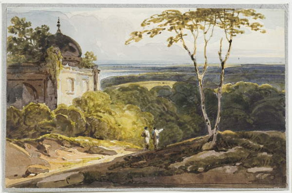 Detail of Landscape view with Muslim domed tomb, 1819 by George Chinnery