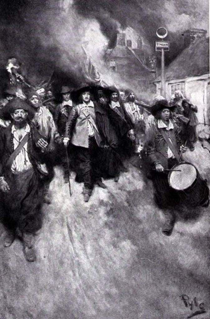 Detail of The Burning of Jamestown, 1676 by Howard Pyle