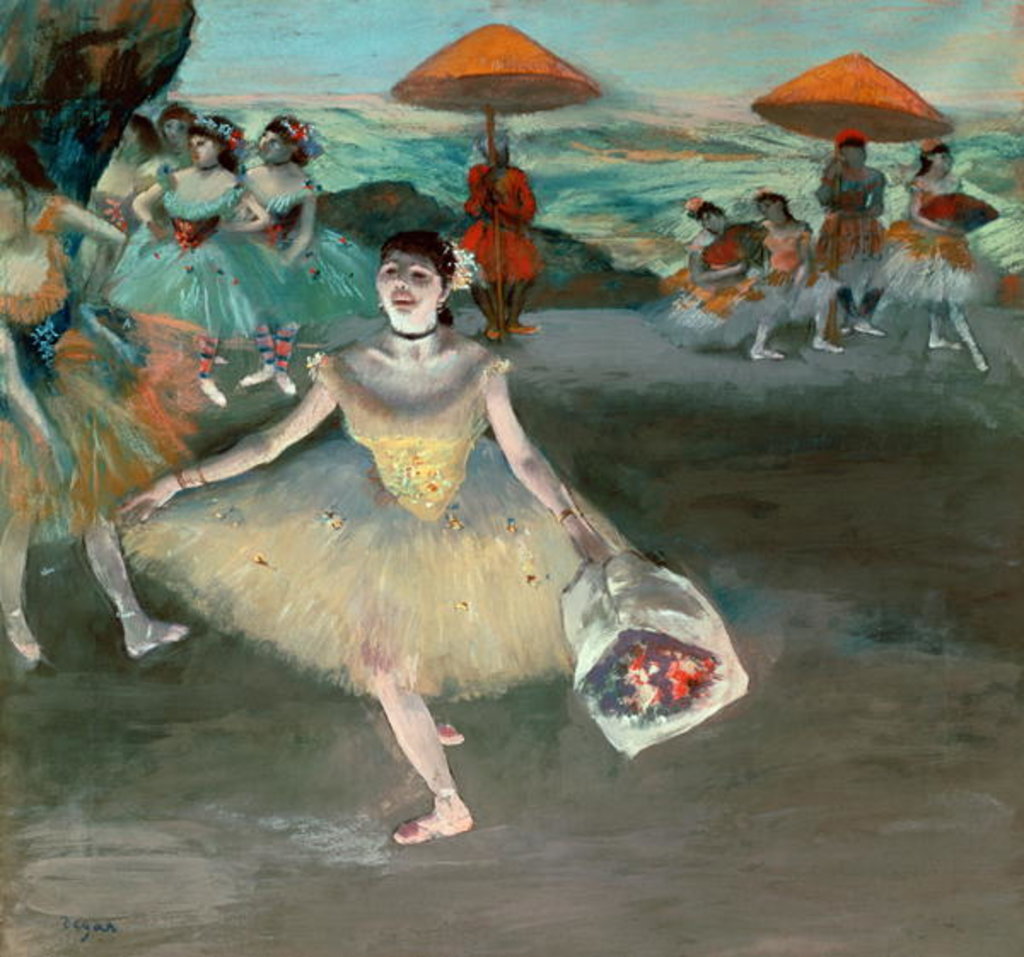 Detail of Dancer with bouquet, curtseying, 1877 by Edgar Degas