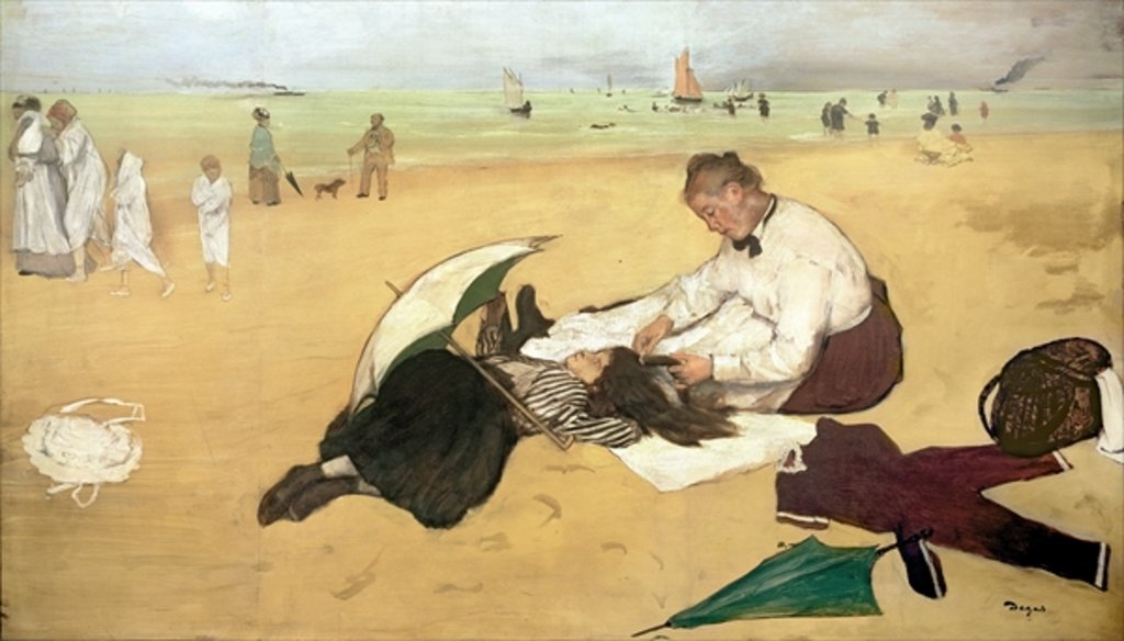 Detail of Beach scene, c.1869-70 by Edgar Degas