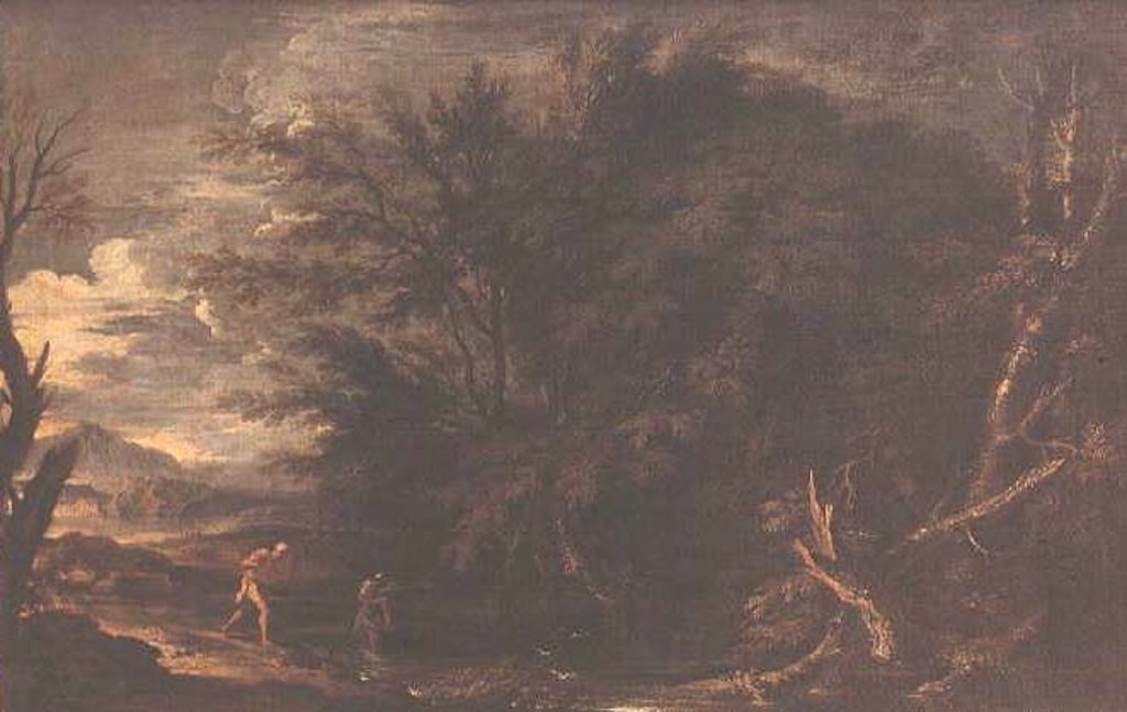 Detail of Landscape with Mercury and the Dishonest Woodman, c.1663 by Salvator Rosa