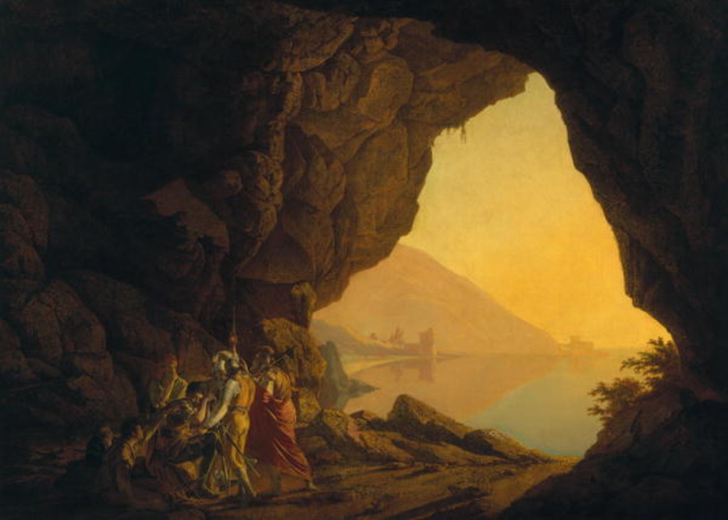 Detail of A Grotto in the Kingdom of Naples, with Banditti, exh. 1778 by Joseph Wright of Derby