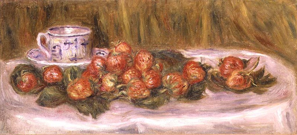 Detail of Still Life of Strawberries and a Tea-cup, c.1905 by Pierre Auguste Renoir