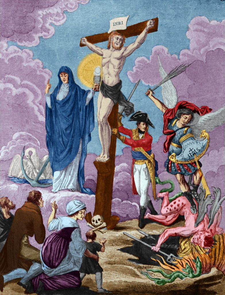 Detail of Bonaparte, restorer of religion and supporting the Cross, Allegory on the Concordat, 1802 by French School