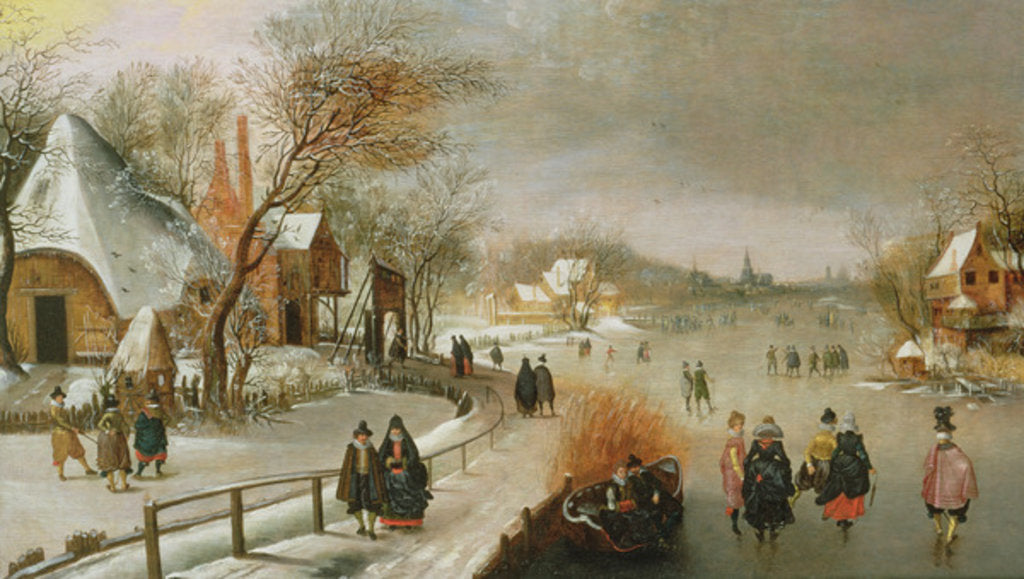 Detail of Winter Landscape with Skaters by Adam van Breen