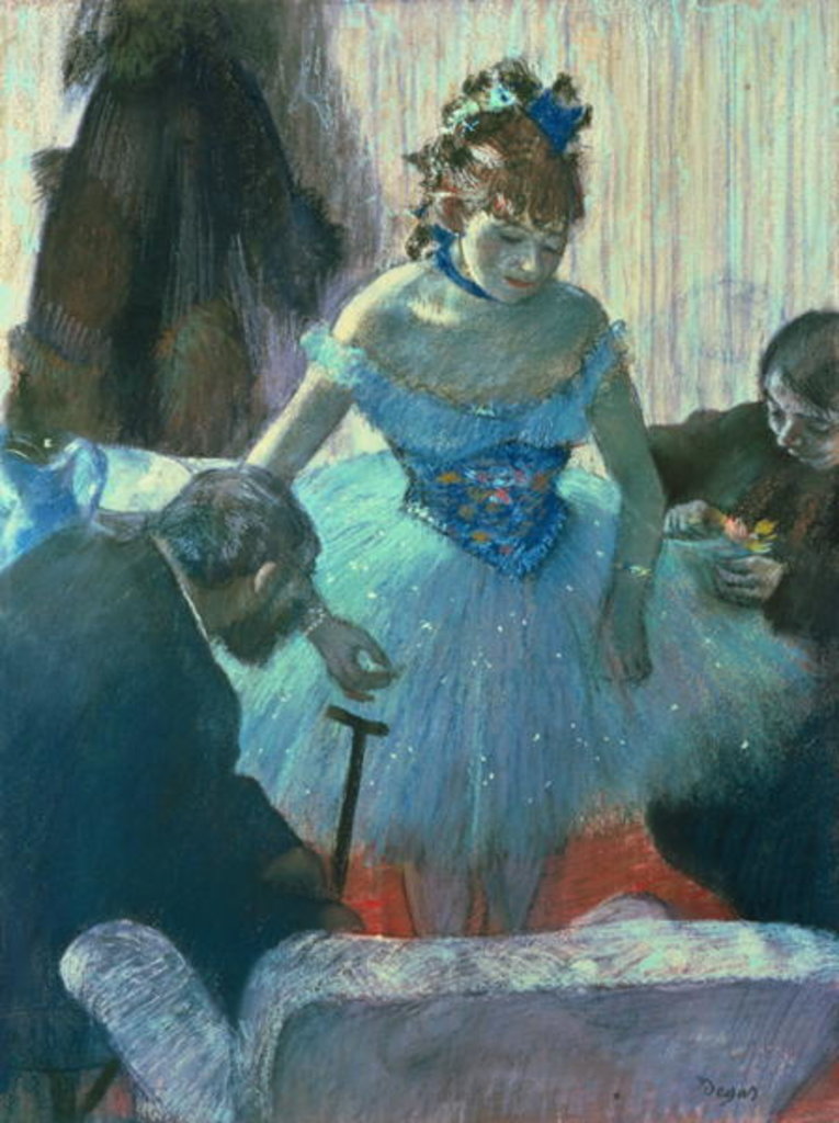 Detail of Dancer in her dressing room by Edgar Degas