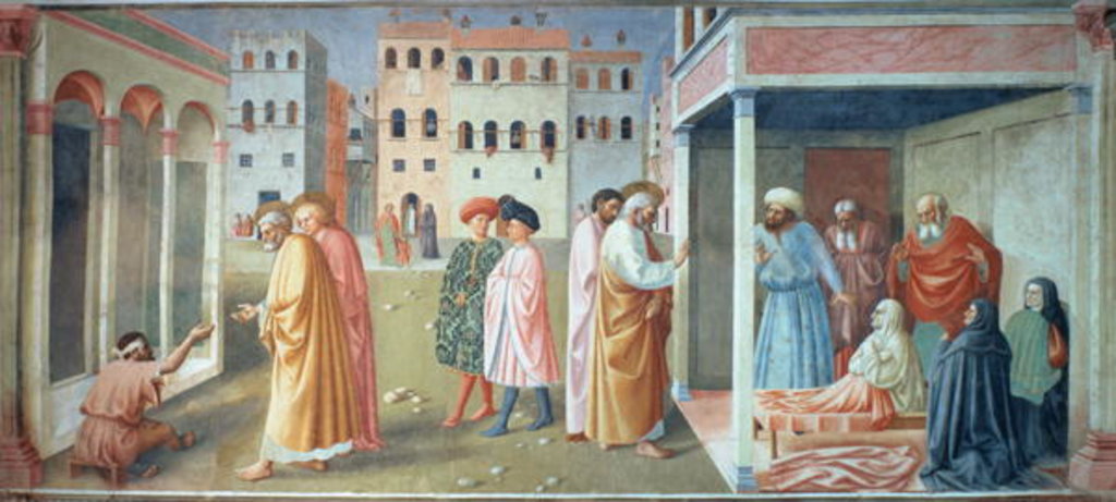 Detail of St. Peter healing a cripple, and the raising of Tabitha, c.1427 by Tommaso Masolino da Panicale