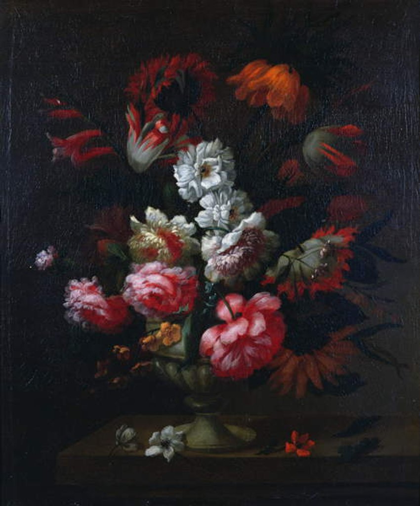 Detail of Still life of flowers in an urn by Pieter Hardime