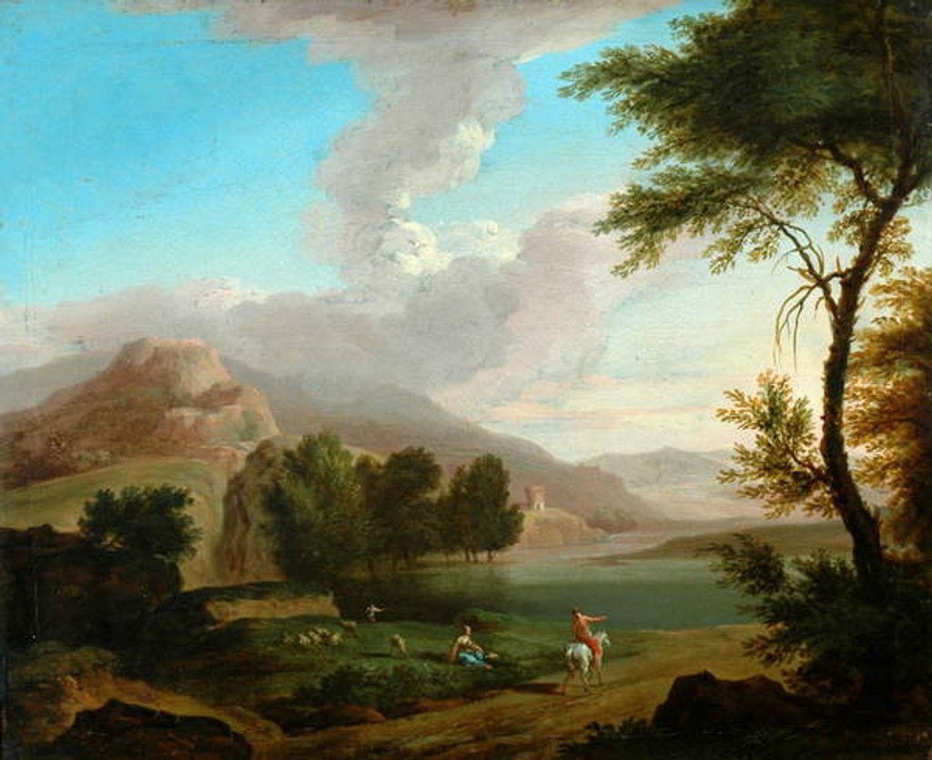 Detail of Landscape with Figures by a Lake by French School