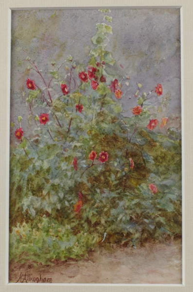 Detail of Flower Border, Hollyhock and Dahlias by Helen Allingham