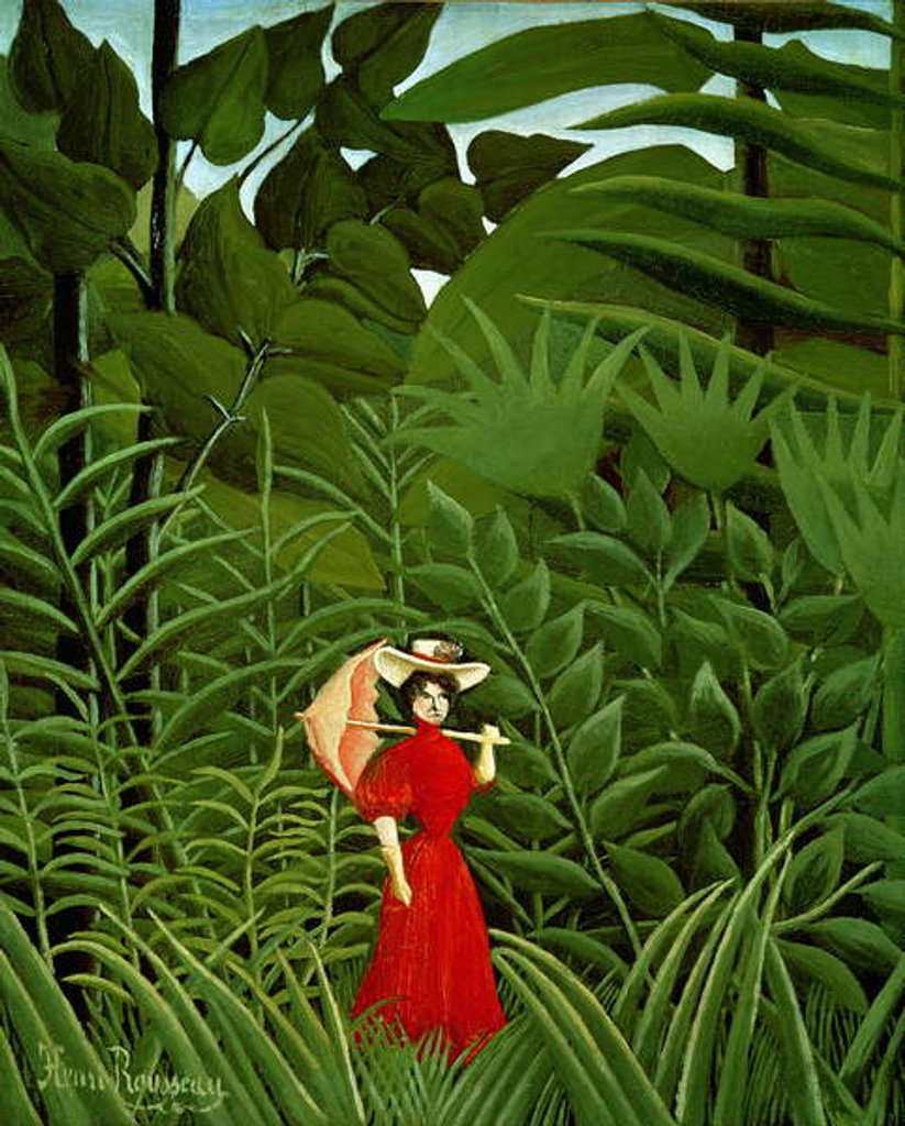 Detail of Woman in Red in the Forest, c.1907 by Henri J.F. Rousseau