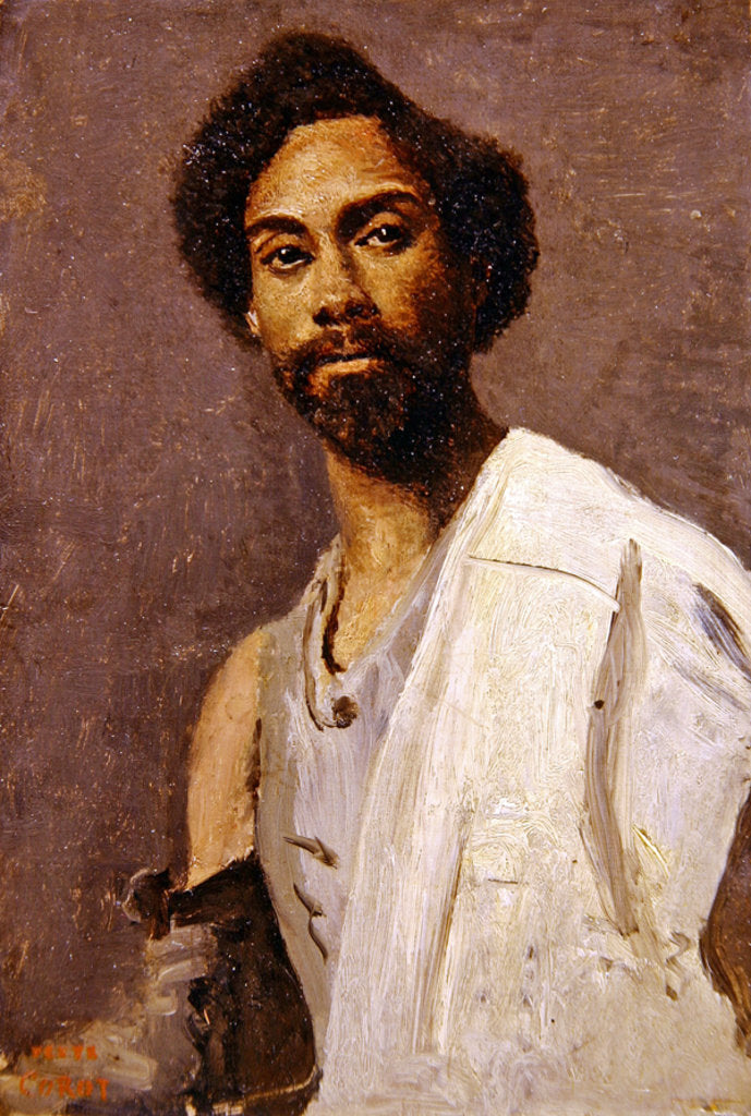 Detail of Portrait of an Abyssinian man by Jean Baptiste Camille Corot