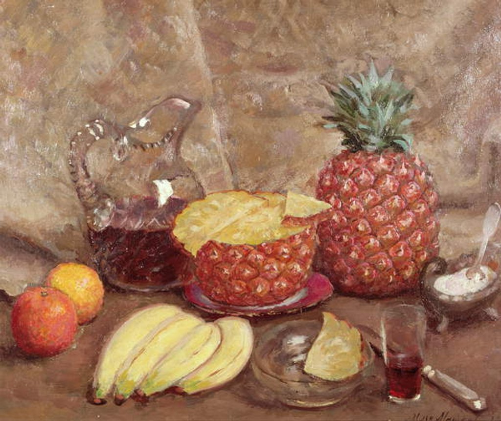 Detail of Still life with pineapples, 1938 by Ilya Ivanovich Mashkov