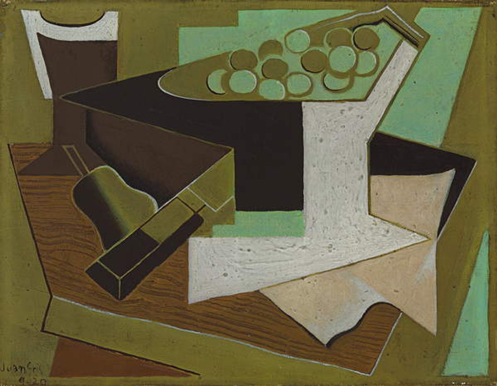 Detail of Bunch of Grapes and a Pear; Grappe de raisin et poire, 1920 by Juan Gris