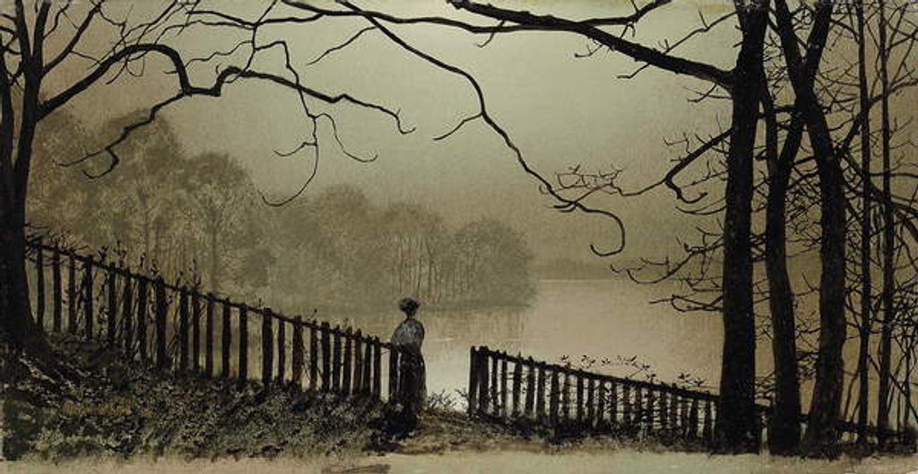 Detail of Waterloo Lake, Roundhay Park, Leeds, 1876-7 by John Atkinson Grimshaw