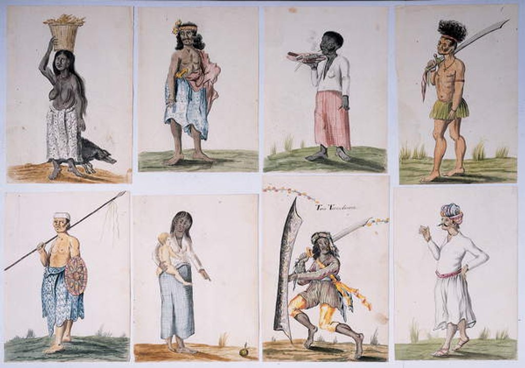 Detail of Drawing from an album of natives of Brazil, Africa, Persia and the East India by Dutch School