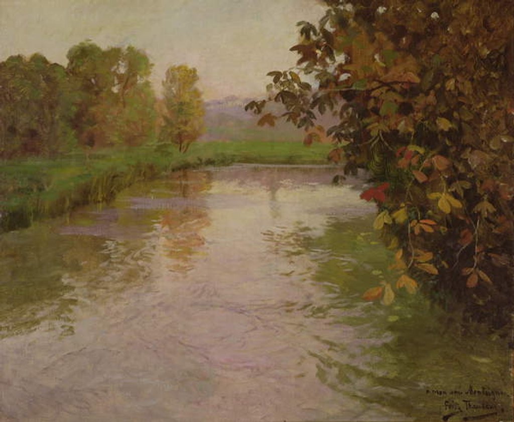 Detail of Autumn: A French River Landscape by Fritz Thaulow