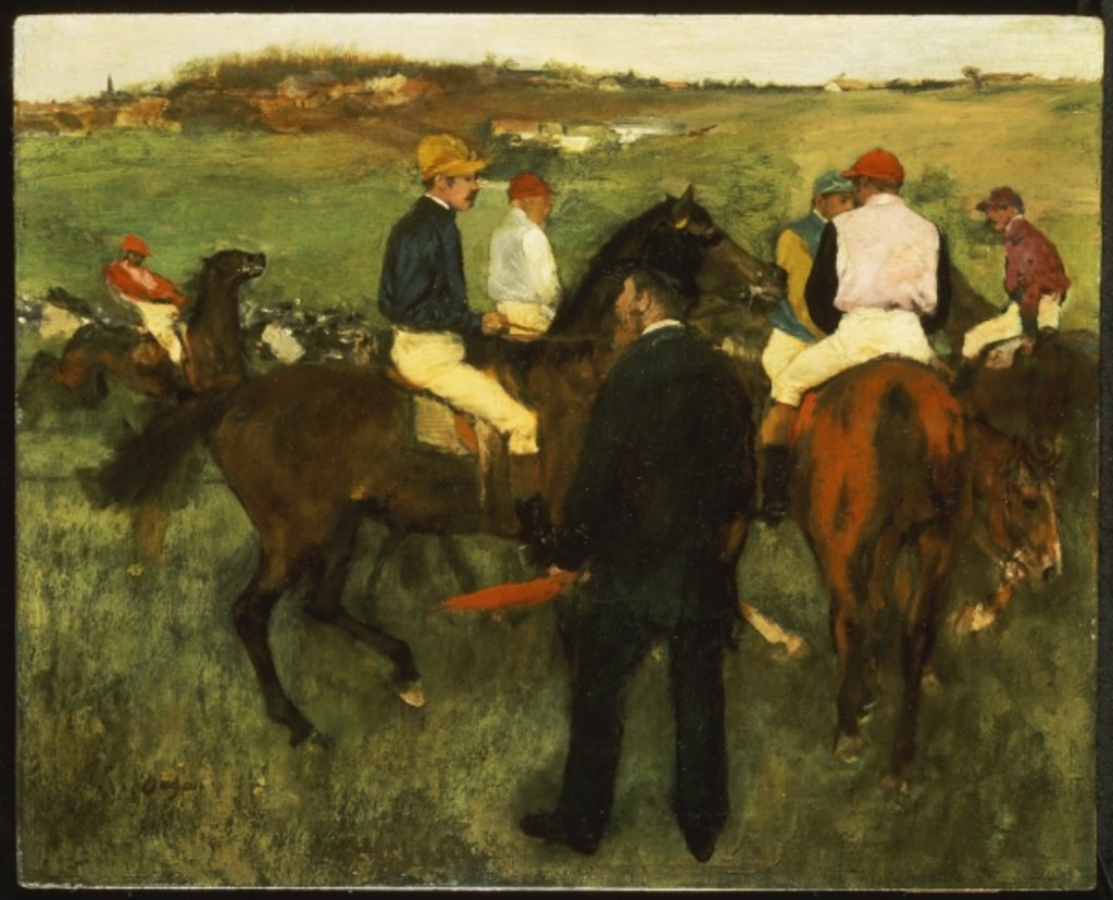 Detail of Racehorses c.1874-78 by Edgar Degas