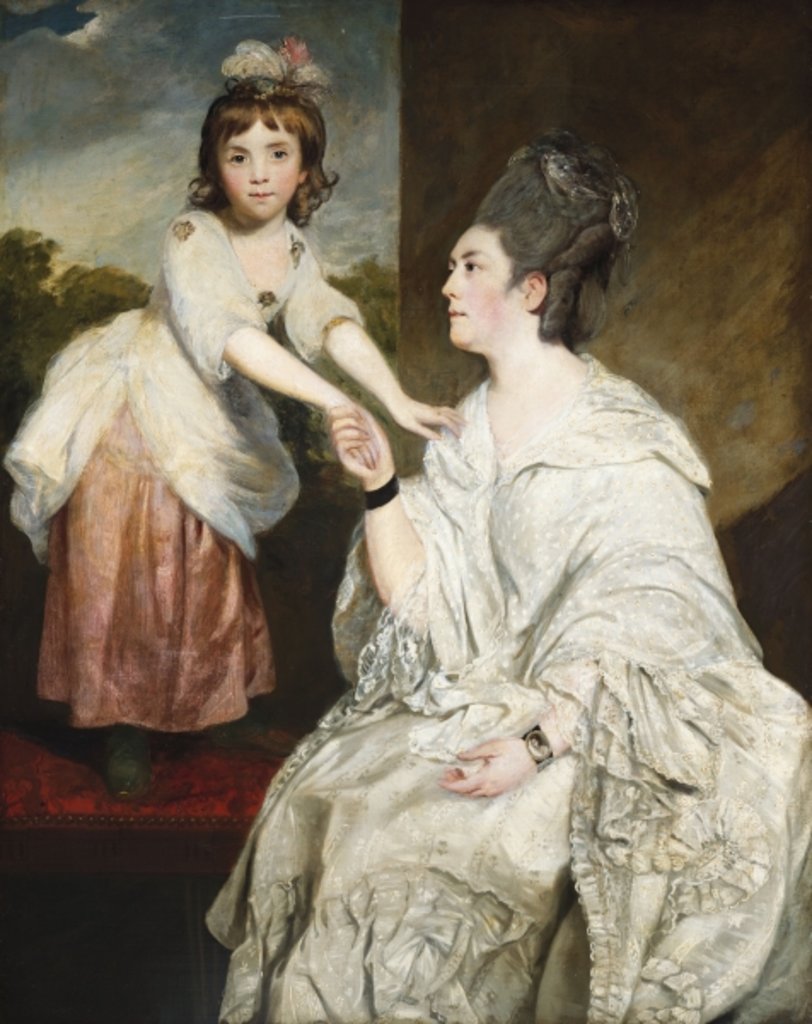 Detail of Portrait of Mrs. Sarah Otway, in white costume with her daughter Jane before a window by Joshua Reynolds