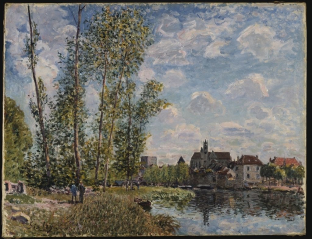 Detail of Moret, View of the Loing, Afternoon in May by Alfred Sisley