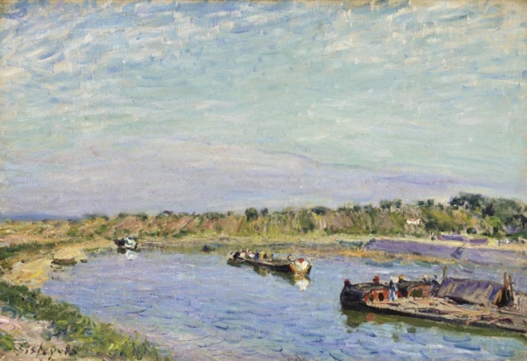 Detail of Le Port de Saint Mammes, Le Matin, 1885 by Alfred Sisley