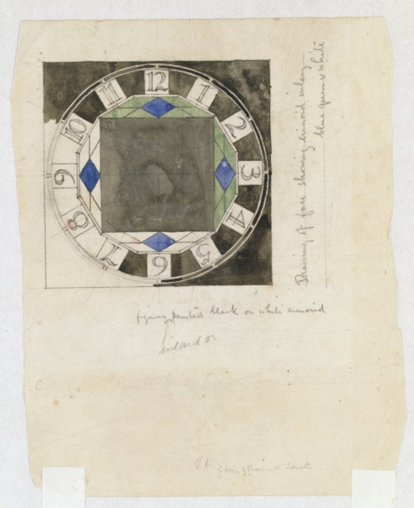 Detail of Design for a clock face, for W.J. Bassett-Lowke, 1917 by Charles Rennie Mackintosh