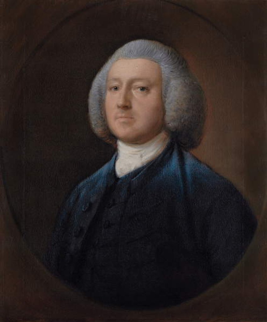 Detail of Portrait of Dr. William Walcot, half-length, in a blue coat, in a feigned oval by Thomas Gainsborough