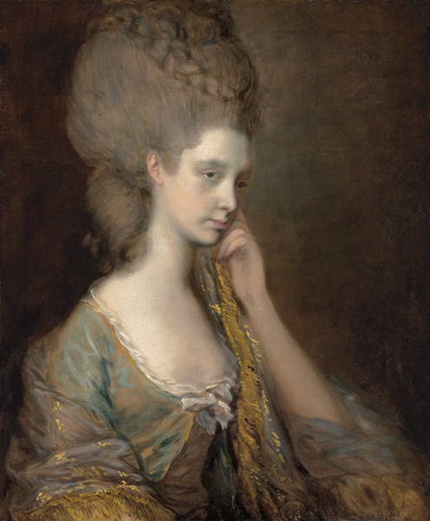 Detail of Portrait of Lady Anne Thistlethwaite, Countess of Chesterfield, bust-length, in a blue dress by Thomas Gainsborough