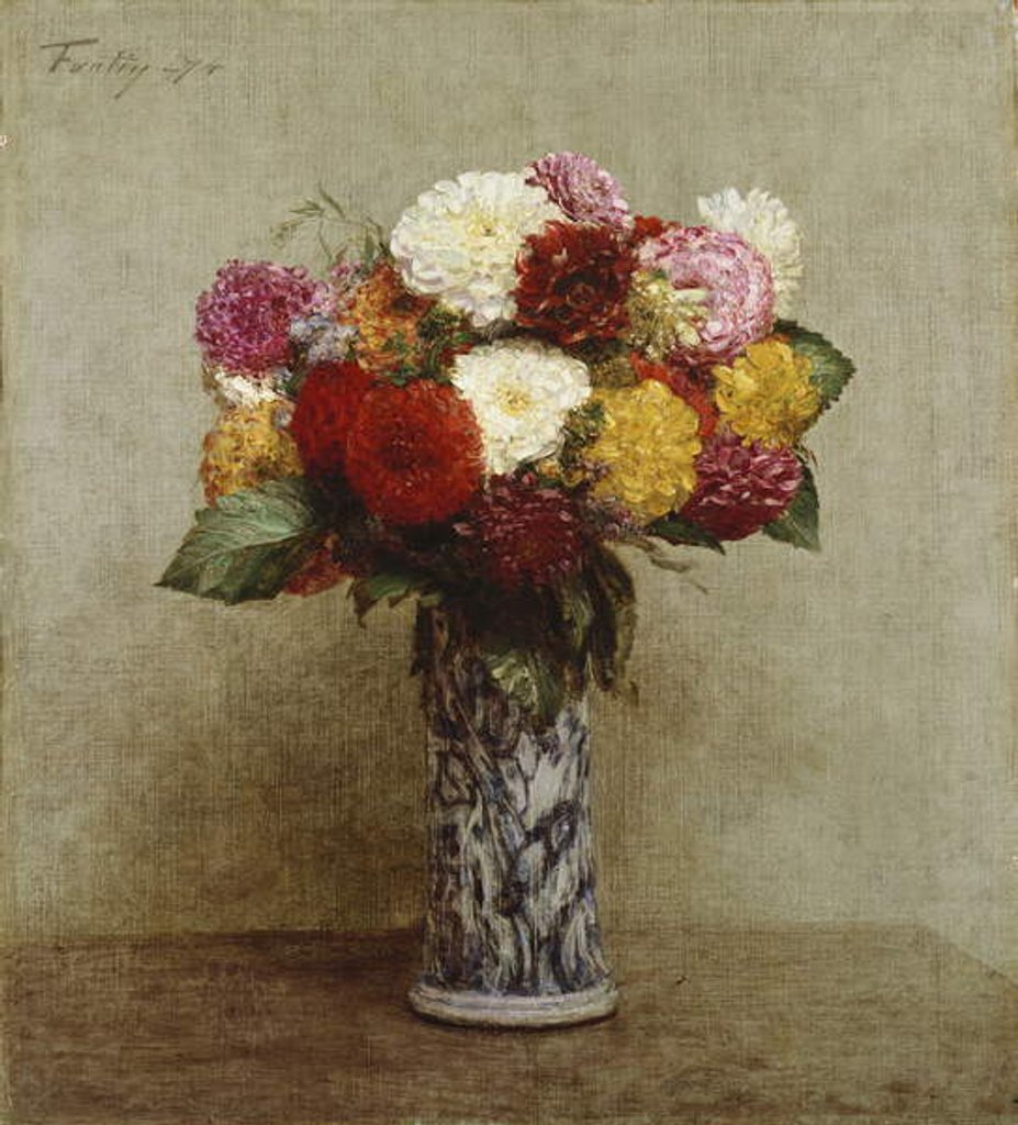 Detail of Dahlias in a Chinese Vase, 1874 by Ignace Henri Jean Fantin-Latour