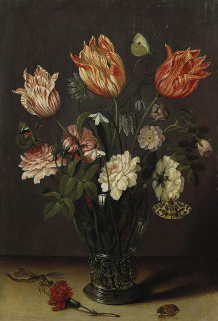 Detail of Tulips with other Flowers in a Glass on a Table by Jan the Younger Brueghel