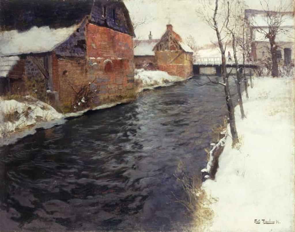 Detail of A Winter River Landscape, 1895 by Fritz Thaulow