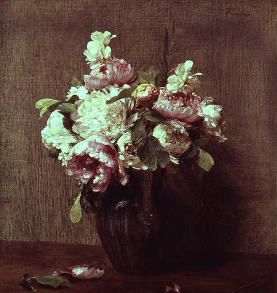 Detail of Pivoines Blanches et Roses, Narcisses by Ignace Henri Jean Fantin-Latour