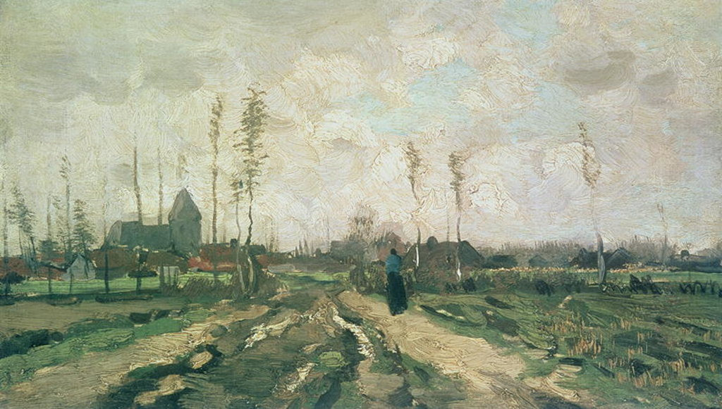 Detail of Landscape with a Church and Houses, Nuenen, 1885 by Vincent van Gogh