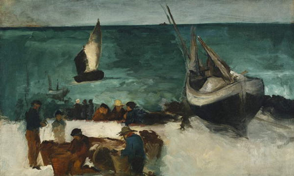 Detail of Fishing Boats and Fishermen; Marine a Berck: Bateaux de Peche et Pecheurs, 1873 by Edouard Manet