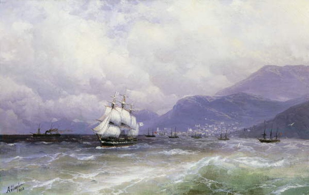 Detail of A Coastal Landscape with Shipping off Trebizond, 1888 by Ivan Konstantinovich Aivazovsky