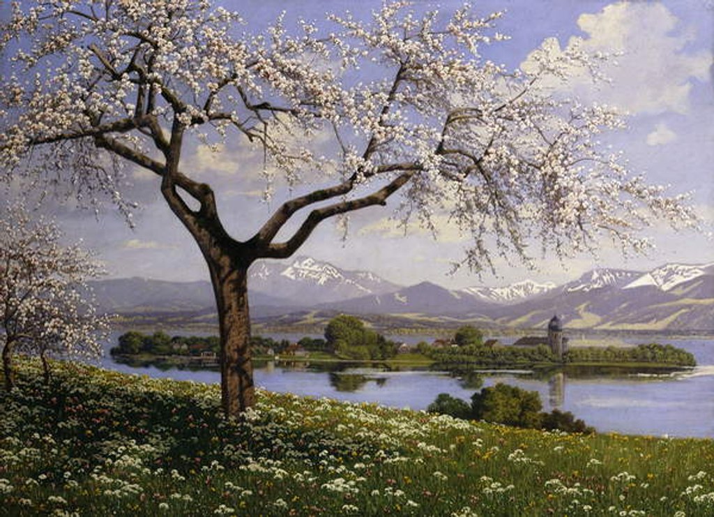 Detail of A Bavarian Lake Landscape in Spring, by Paul Graf