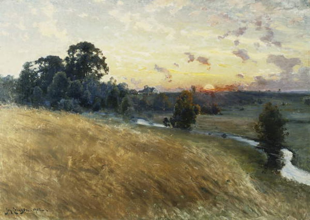 Detail of An Extensive Landscape at Sunset, 1902 by Johan Ericson