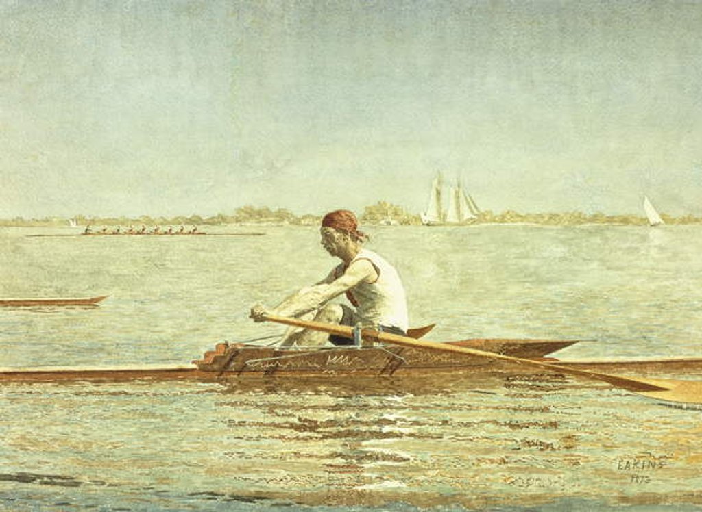 Detail of John Biglin in a Single Scull, 1873 by Thomas Cowperthwait Eakins