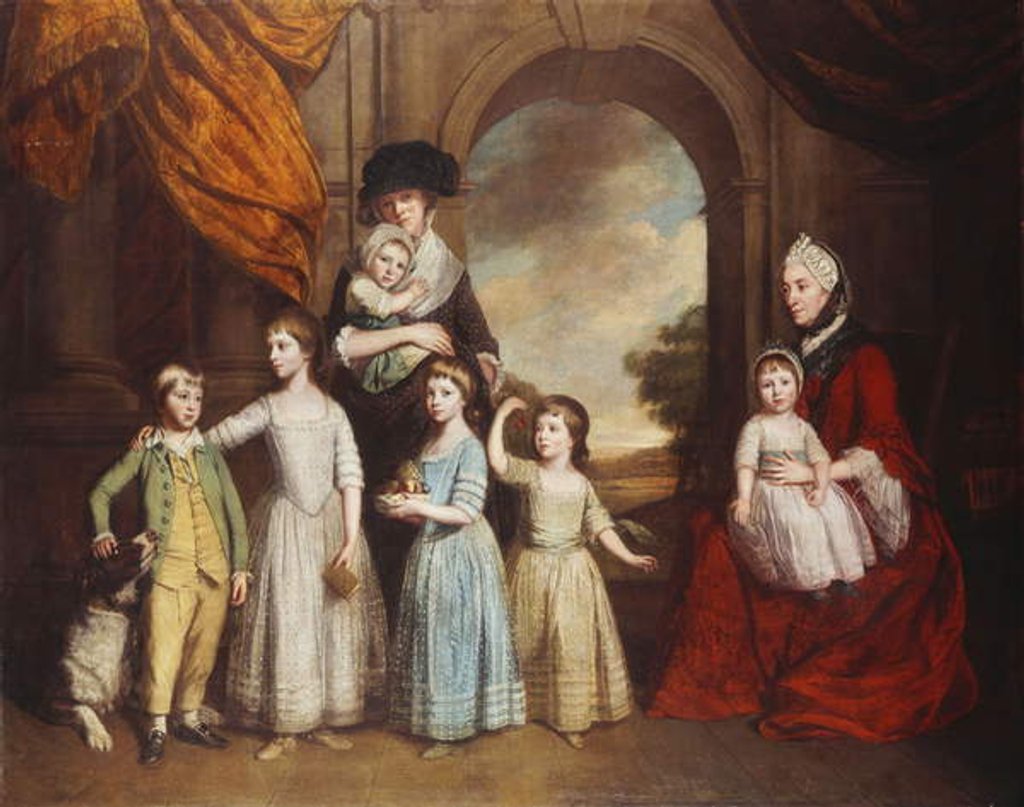 Detail of A Group Portrait of the Craven Children, full-length, before an Arch with a Landscape Beyond, 1776 by Thomas Beach