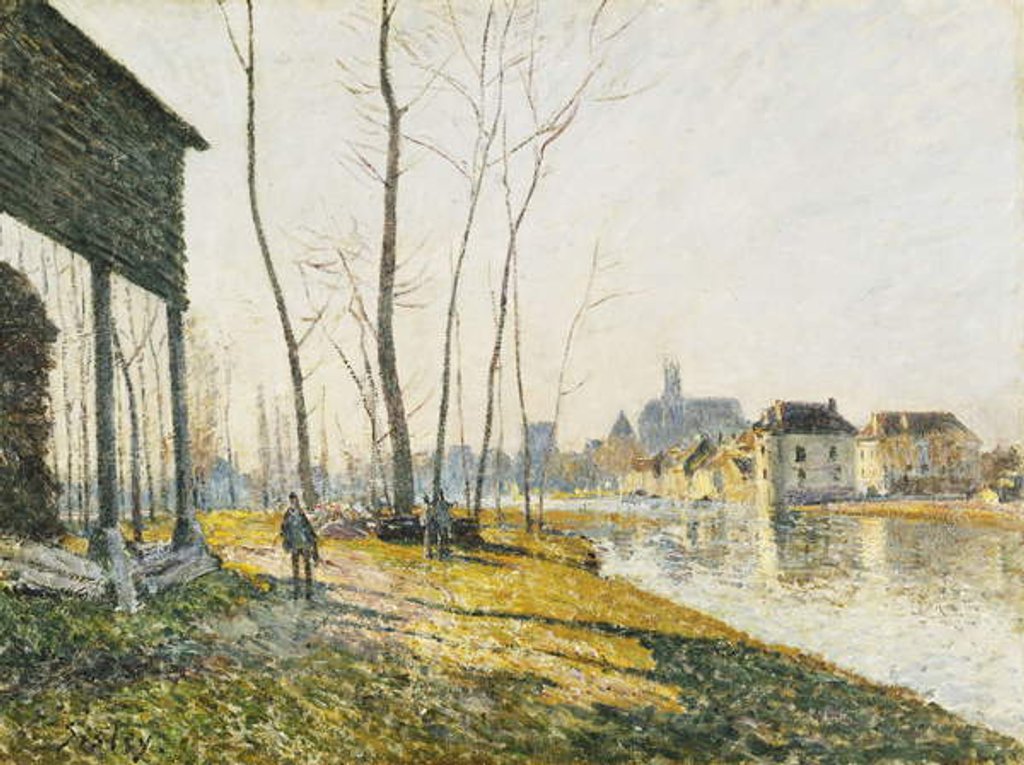 Detail of A February Morning in Moret-sur-Loing by Alfred Sisley