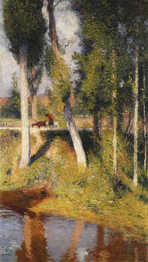 Detail of Landscape with the Edge of a River; Paysage au Bord de la Riviere, by Henri Jean Guillaume Martin