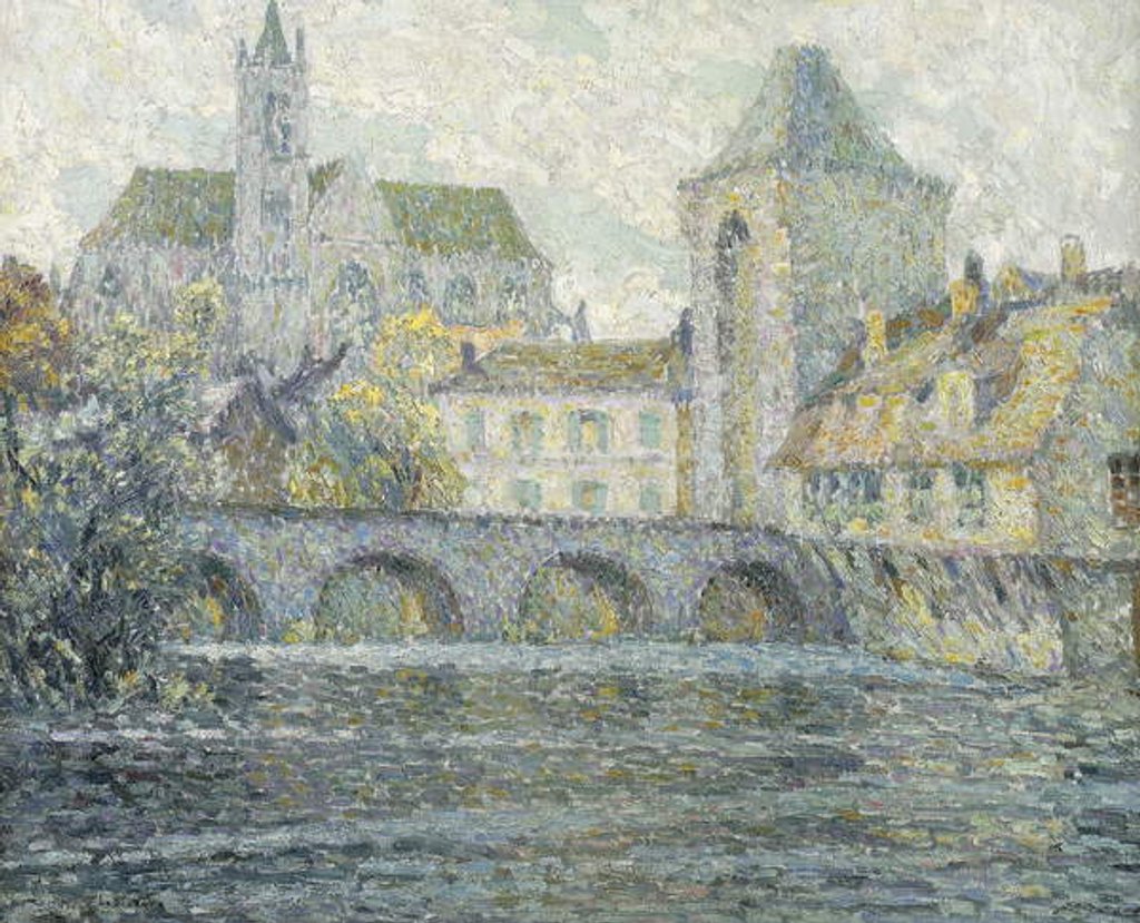 Detail of Moret Landscape, the Bridge; Paysage Moret, Le Pont, 1918 by Henri Eugene Augustin Le Sidaner