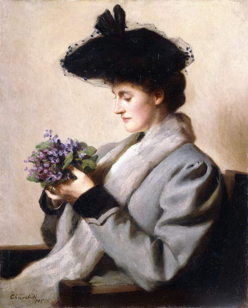 Detail of The Nosegay of Violets - Portrait of a Woman, 1905 by William Worcester Churchill