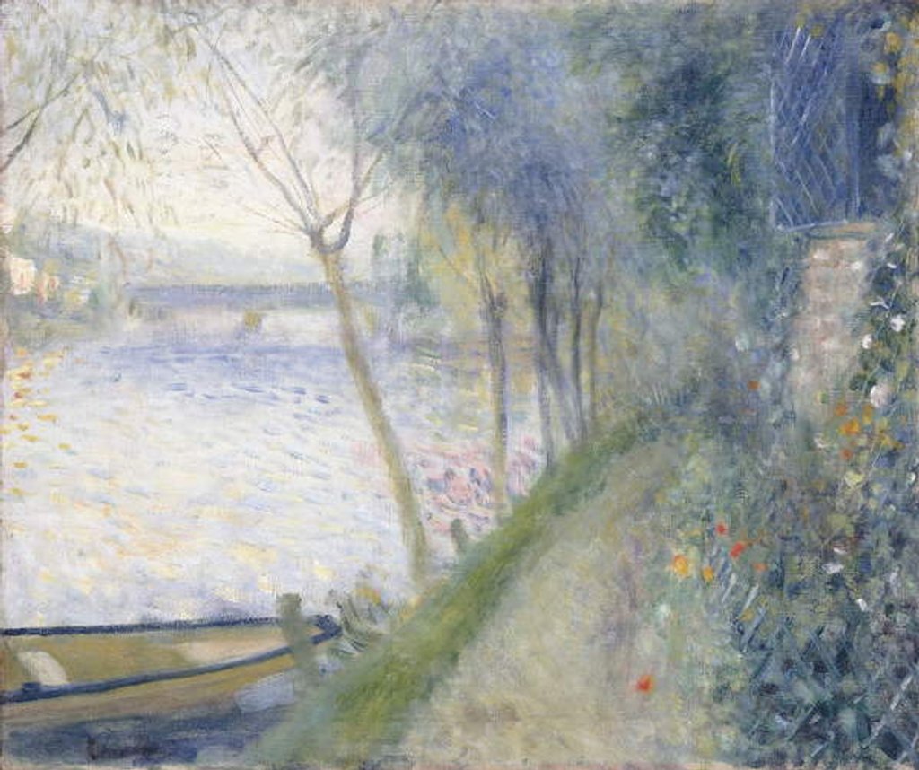 Detail of Landscape at the Edge of the Seine with the Pont d'Argenteuil by Pierre Auguste Renoir