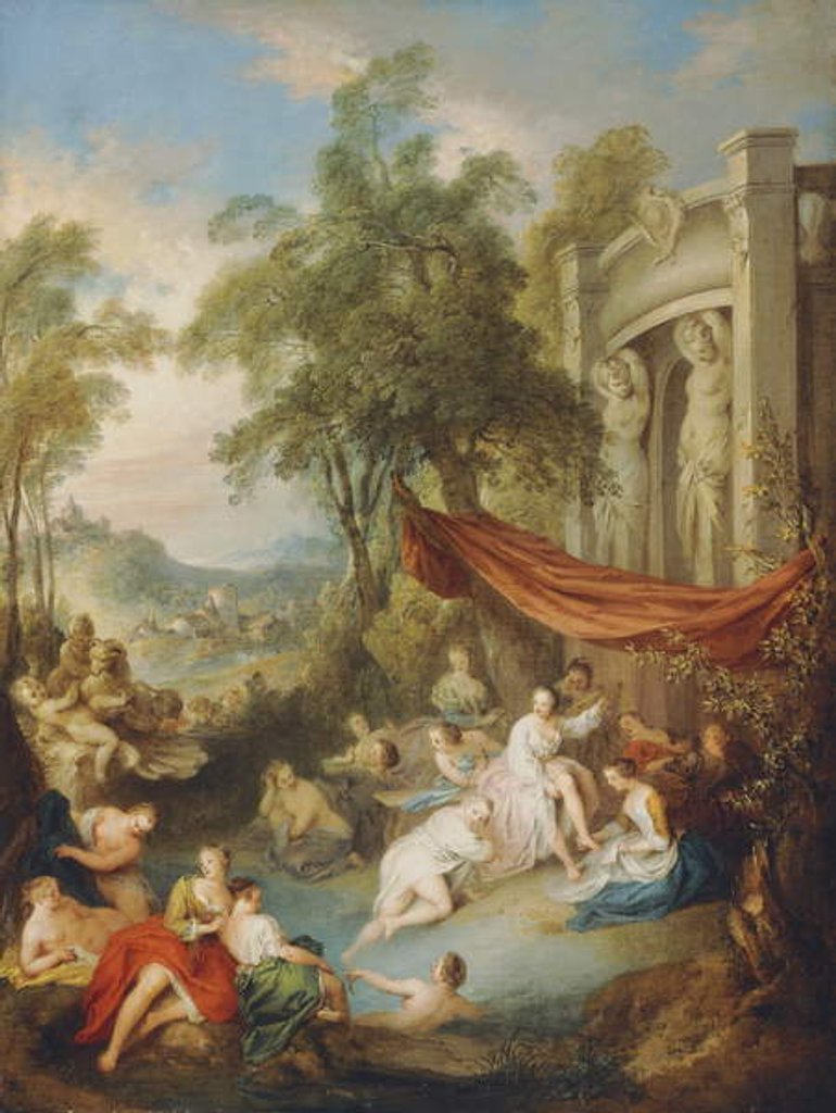 Detail of Nymphs Bathing at a Pool by a Loggia, by Jean-Baptiste Joseph Pater