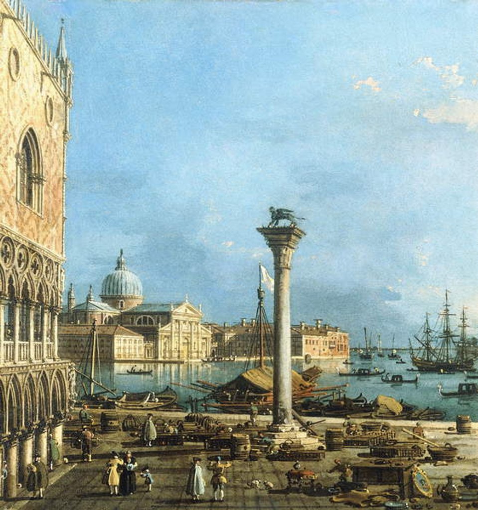 Detail of The Piazzetta, Venice, with the Bacino di S. Marco and the Isola di S. Giorgio Magiore, by Canaletto