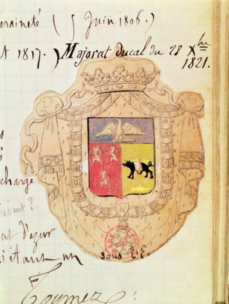 Detail of Coat of arms of Charles Maurice de Talleyrand-Perigord Prince of Benevento by French School